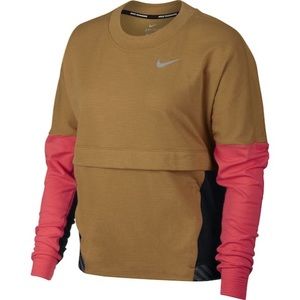 Nike Women's Therma Sphere Long Sleeve Running Top Brown Pink